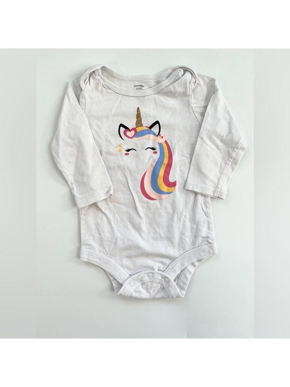 🩵 4/$20 White Unicorn Long Sleeve Baby Onesie Bodysuit